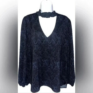 Waverly Grey gorgeous boho black blue top size large choker